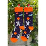 Lou Socks Unisex Mars Astronot Uzay Gemisi Turuncu Soket Çorap - 36 - 44 - Lacivert