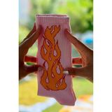 Lou Socks Unisex Pembe Alev Desenli Renkli Soket Çorap - 36 - 44