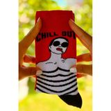 Lou Socks Unisex Sağlı Sollu Chill Out Desenli Soket Çorap - 36 - 44 - Kırmızı