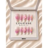 Louesse Beauty 3D Kore Kawaii Takma Tırnak | Çiçek, Kelebek, Kurdele, Karakter Desenli | Parlak Jel Görünüm - Bej