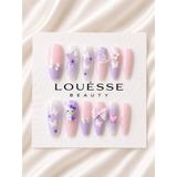 Louesse Beauty 3D Kore Kawaii Takma Tırnak | Çiçek, Kelebek, Kurdele, Karakter Desenli | Parlak Jel Görünüm - Çok Renkli