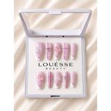 Louesse Beauty 3D Kore Kawaii Takma Tırnak | Çiçek, Kelebek, Kurdele, Karakter Desenli | Parlak Jel Görünüm - Pembe