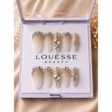 Louesse Beauty Louésse Beauty El Yapımı Takma Tırnak Beyaz Kristal Taşlı Gelin Takma Tırnağı Hazır Protez Tırnak