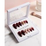 Louesse Beauty Louésse Burgundy Flame Takma Tırnak 12’li Bordo Degrade Gold Detaylı Gece Nail - Çok Renkli
