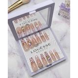 Louesse Beauty Louésse Cherry Spark Takma Tırnak Seti 12’li Nude Kırmızı Desenli Taşlı Trend Şık Model - Çok Renkli