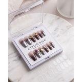 Louesse Beauty Louésse Mocha Crystal Takma Tırnak 12’li Kahve Ombre Gümüş Detaylı Taşlı Şık Nail Set - Çok Renkli