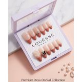 Louesse Beauty Louésse Peach Pearl Takma Tırnak Seti 12’li Nude Geçişli Inci ve Taş Detaylı Zarif Model - Çok Renkli
