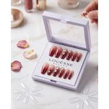 Louesse Beauty Louésse Ruby Blush Takma Tırnak 12’li Kırmızı Ombre Taş Detaylı Elegant Mood Nail - Çok Renkli