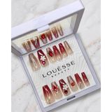 Louesse Beauty Louésse Ruby Spark Takma Tırnak Seti 12’li Kırmızı Gold Işıltılı Taş Detaylı Gece Modeli - Çok Renkli