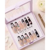 Louesse Beauty Louésse Star Night Takma Tırnak 12’li Siyah Yıldız Desenli Taş Detaylı Gece Glam Nail - Çok Renkli