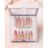 Louesse Beauty Louésse Sweet Heart Takma Tırnak Seti 12’li Kalp Desenli Taşlı Pembe Nude Şık Model - Çok Renkli