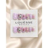 Louesse Beauty Takma Tırnak 3D Kore Kawaii Tavşan Pembe Mavi Press On Nail - Mor