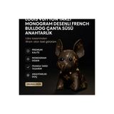 Louis Vuitton Tarzı Monogram Desenli French Bulldog Çanta Süsü Anahtarlık