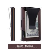 Louise Motto Cardx - Burano Clips - Yeni Nesil Minimalist Cüzdan & Metal Kartlık - Rfid Koruma (KAHVE)