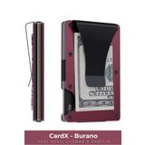 Louise Motto Cardx - Burano Clips - Yeni Nesil Minimalist Cüzdan & Metal Kartlık - Rfıd Koruma (Wine Red)