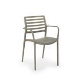 Louise-XL Polipropilen Kollu Sandalye - Bahçe, Balkon, Dış Mekan, Kafe, Restoran İçin Çimento Gri Çimento Gri