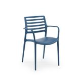 Louise-XL Polipropilen Kollu Sandalye - Bahçe, Balkon, Dış Mekan, Kafe, Restoran İçin Saks Mavi Saks Mavi