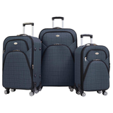 Louisiana Polo 1081 Gedox 3'lü Lacivert 4 Teker Kumaş Valiz Seti