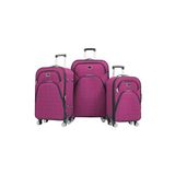 Louisiana Polo 1081 Pembe 4 Teker Kumaş 3'lü Valiz Seti