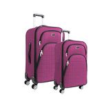 Louisiana Polo 1081 Pembe 4 Teker Kumaş Orta ve Kabin Boy 2'li Valiz Seti