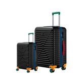 Louisiana Polo 1088 Siyah Polikarbon 4x2 Teker Büyük Boy ve Kabin Boy 2'li Valiz Seti