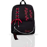 Louisiana Polo 1141 Siyah-Kırmızı Laptop Bölmeli Okul Çantası