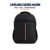 Louisiana Polo 2121 Siyah Turuncu 3 Bölmeli Laptop Okul Sırt Çantası