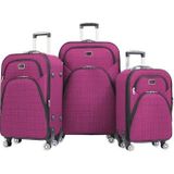 Louisiana Polo 3'lü Valiz Seti 4 Teker Kumaş Valiz Pembe 1081