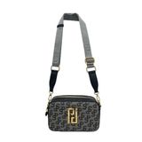 Louisiana Polo Çapraz Askılı Kadın Çanta, Monogram Desenli, Gri Siyah, 13x20x8 cm