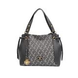 Louisiana Polo Kadın Omuz Çantası, Monogram Desenli, Antrasit Gri, 26x34x12 cm