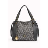 Louisiana Polo Kadın Omuz Çantası, Monogram Desenli, Antrasit Gri, 26x34x12 cm
