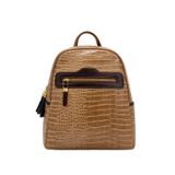 Louisiana Polo Kadın Sırt Çantası, Kroko Desenli, Vizon Kahve, 30x26x11 Cm, Orta