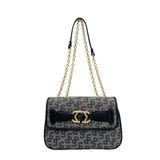 Louisiana Polo Silver Polo Çapraz Askılı Kadın Çanta, Monogram Desenli, Gri-Siyah, 20x26x8 cm