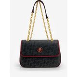 Louisiana Polo Silver Polo Çapraz Askılı Kadın Çanta Monogram Desenli Siyah-Bordo 1084 - Siyah - Bordo