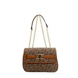 Louisiana Polo Silver Polo Çapraz Askılı Kadın Çanta, Monogram Desenli, Taba, 20x26x8 cm