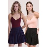 Loule Kadın 2 Adet Pamuklu & Modal Ip Askılı V Yaka Basic Atlet - Terletmeyen Esnek Kumaş - Pudra - Bordo - 2XL