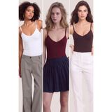 Loule Kadın 3 Adet Pamuklu & Modal Ip Askılı V Yaka Basic Atlet - Terletmeyen Esnek Kumaş - Bordo - Mor - Beyaz - 2XL