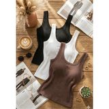 Loule Kadın 3'lü Paket Fitilli Kaşkorse Atlet Seti - %92 Pamuklu Esnek Basic Body - Çok Renkli 01 - XS
