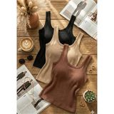 Loule Kadın 3'lü Paket Fitilli Kaşkorse Atlet Seti - %92 Pamuklu Esnek Basic Body - Çok Renkli - XS