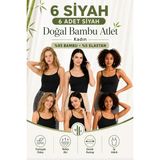Loule Kadın 6 Adet %95 Bambu Ip Askılı Basic Atlet - Esnek & Terletmeyen Doğal Kumaş - Siyah - XL