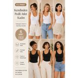 Loule Kadın Pamuklu & Modal V Yaka 6 Adet Kaşkorse Atlet - Toparlayıcı Göğüs Pedli - Çok Renkli 01
