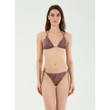 Louren Boncuklu Üçgen Bikini Takımı, 38, LRN26YKB21047, Somon, Kadın