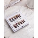 Louésse Mocha Crystal Takma Tırnak 12’li – Kahve Ombre Gümüş Detaylı Taşlı Şık Nail Set