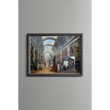 Louvre Büyük Galerisi'nin Görünümü - Vintage Desenli Çerçeve, Gümüş, 21 x 30