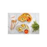 Lova 4 Bölmeli Arabalı Bebek Mama Tabağı (KREM-TURUNCU) (2 ADET)