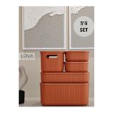 Lova 5'li Çok Amaçlı Mutfak,Banyo Giysi Kapaklı Dolap İçi Düzenleyici Set (Turuncu)