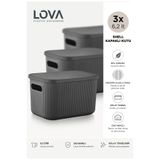 Lova 6 lt Shell Kapaklı Saklama Kutusu (3 adet) (Antrasit)