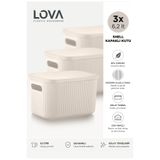 Lova 6 lt Shell Kapaklı Saklama Kutusu (3 adet) (Krem)