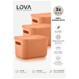 Lova 6 lt Shell Kapaklı Saklama Kutusu (3 adet) (Turuncu)