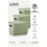 Lova 6 lt Shell Kapaklı Saklama Kutusu (3 adet) (Yeşil)